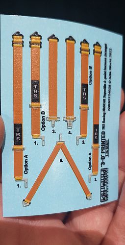 Kitsworld 1:24 Scale TRS Racing Nascar Superlite 6-Point Harness (Orange) KW3D124025 3D Printed Racing Harness Decals 