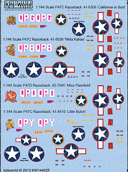 Kitsworld Kitsworld  - 1/144 Scale Decal Sheet P-47C/D Razorbacks 