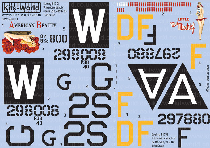 100TH & 381ST BOMB GROUP172010 WARBIRD DECALS 1/72 B17S 91ST