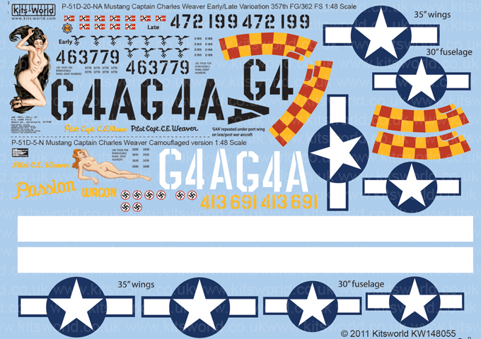 Kits-World Decals 1/48 P-51D Mustang MaryMae' # 48176 'Lullaby for a Dream