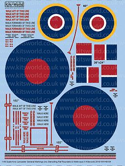 Kitsworld Kitsworld  - 1/48 Scale Avro Lancaster Stencilling and RAF Roundels 