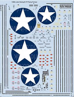 Kitsworld Kitsworld 1/48 scale Boeing B-17 F Flying Fortress Decal Sheet 