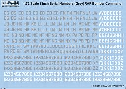 Kitsworld Kitsworld 8' RAF Serial Numbers Sea Grey/White1/72 Scale Decal Sheet KW172027 Aircraft Serial Number - Aircraft Number - Registration Number  