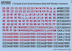 Kitsworld Kitsworld 8' RAF Serial Numbers Red/Black1/72 Scale Decal Sheet KW172028 Aircraft Serial Number - Aircraft Number - Registration Number  