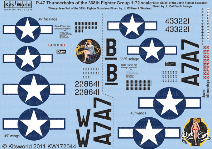 Kitsworld Kitsworld 1/72 Scale Decal Sheet P-47 Thunderbolt KW172044~ 