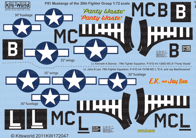 Kits World Decals 1/72 P-51B MUSTANG NOSE ART 334th Fighter Squadron 