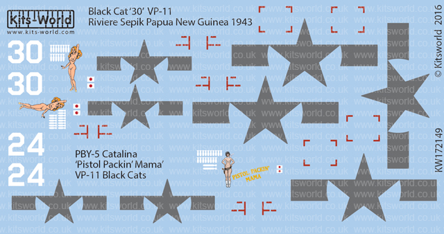 Kits-World Decals 1/144 Black Cat PBY-5 OA-10A Catalinas # 144051 
