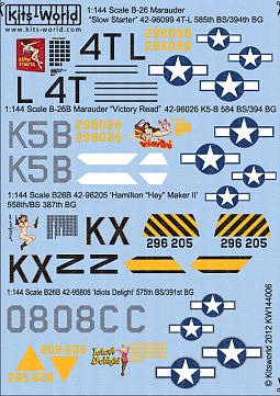 Kitsworld Kitsworld  - 1/144 Scale Decal Sheet B-26 Marauders 