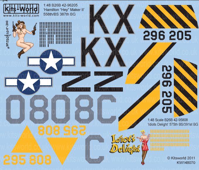 Kitsworld Kitsworld  - 1/48 Scale Decal Sheet B-26 Marauders KW148070 