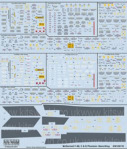 Kitsworld Kitsworld  - 1/48 Scale Decal Sheet Stencilling MacDonnell Phanton KW148118 McDonnell Phantom F-4B, C and D Phantom Data Stencilling~ 