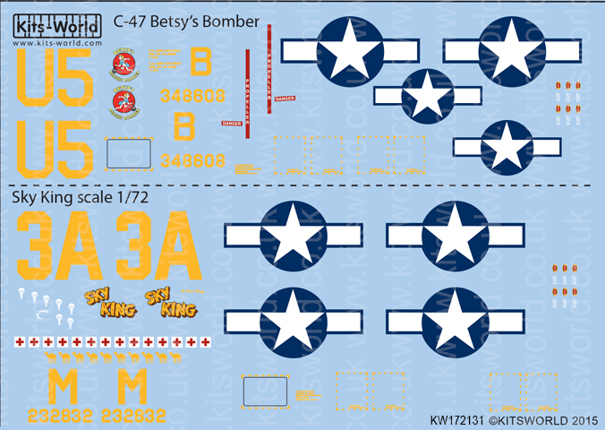 Kitsworld Kitsworld  - 1/72 Scale C-47/DC3 'Betsy's Biscuit Bomber' -  ‘Sky King’  
