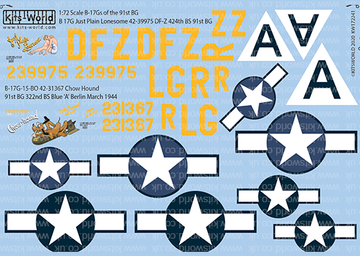 Kits World Decals 1/72 B-17 FLYING FORTRESSS Sentimental Journey & Wulf Hound 