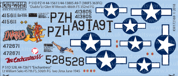 Kitsworld 1-72 Scale P-51D Mustangs KW172169~~ 