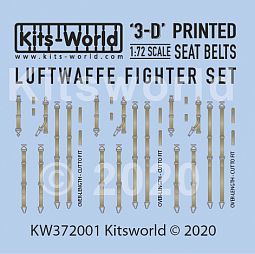 Kitsworld 1:72 scale 3D Luftwaffe Fighter Seat Belt Set KW3D172001 3D Seat Belt Decals 
