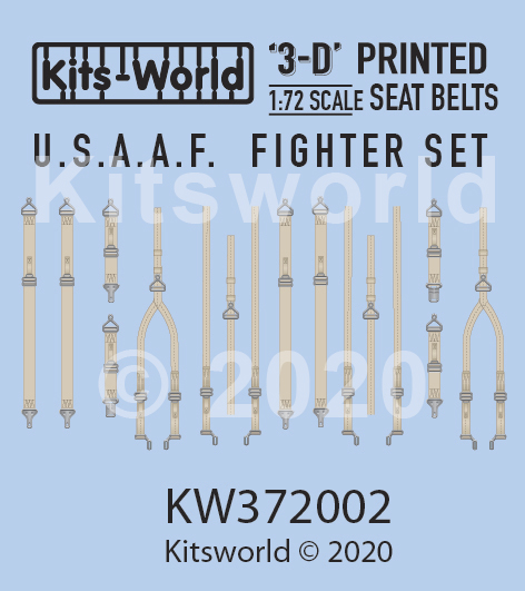 Kits World KW3D172002 Decals 1/72 3D Printed USAAF Fighter Seat Belt Set 