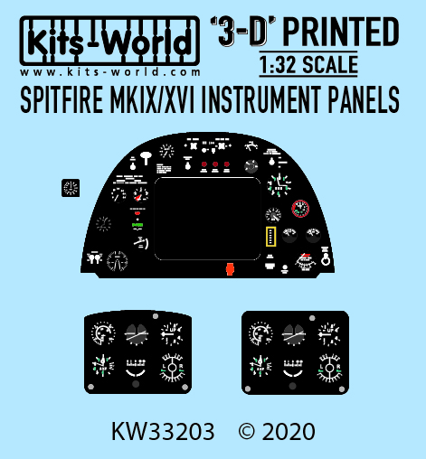 Kits World 3D DecalsKW3D1321017 NEW 1:32 Spitfire Mk.I V Instruments II