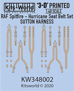 Kitsworld 1:48 scale RAF Fighter Seat Belts Sutton Harness KW3D148002 3D Seat Belt Decals 